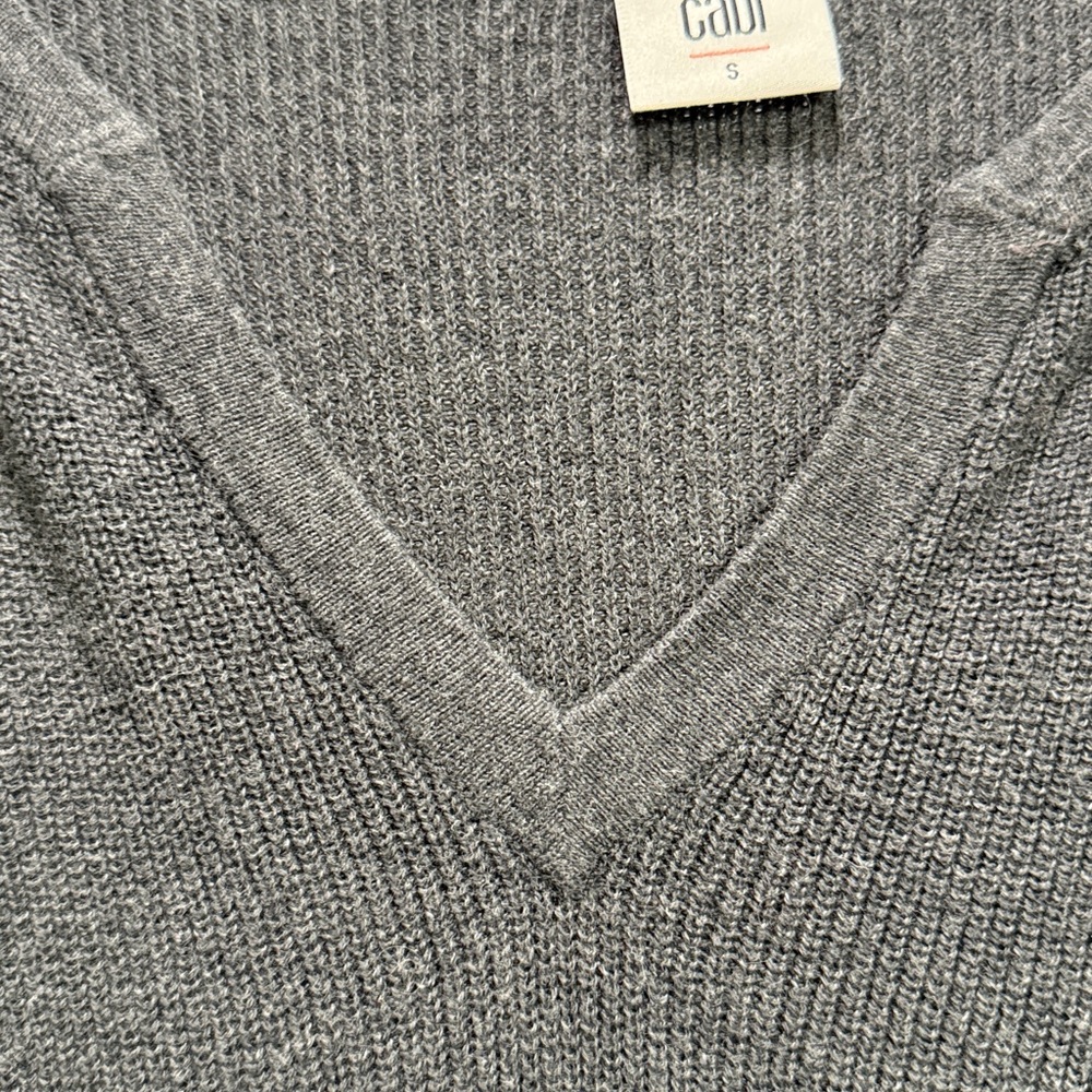 CAbi Clair Snuggle Gray Cotton Blend Sweater Knit Tunic Sz S oversized comfy GUC - Picture 5 of 7